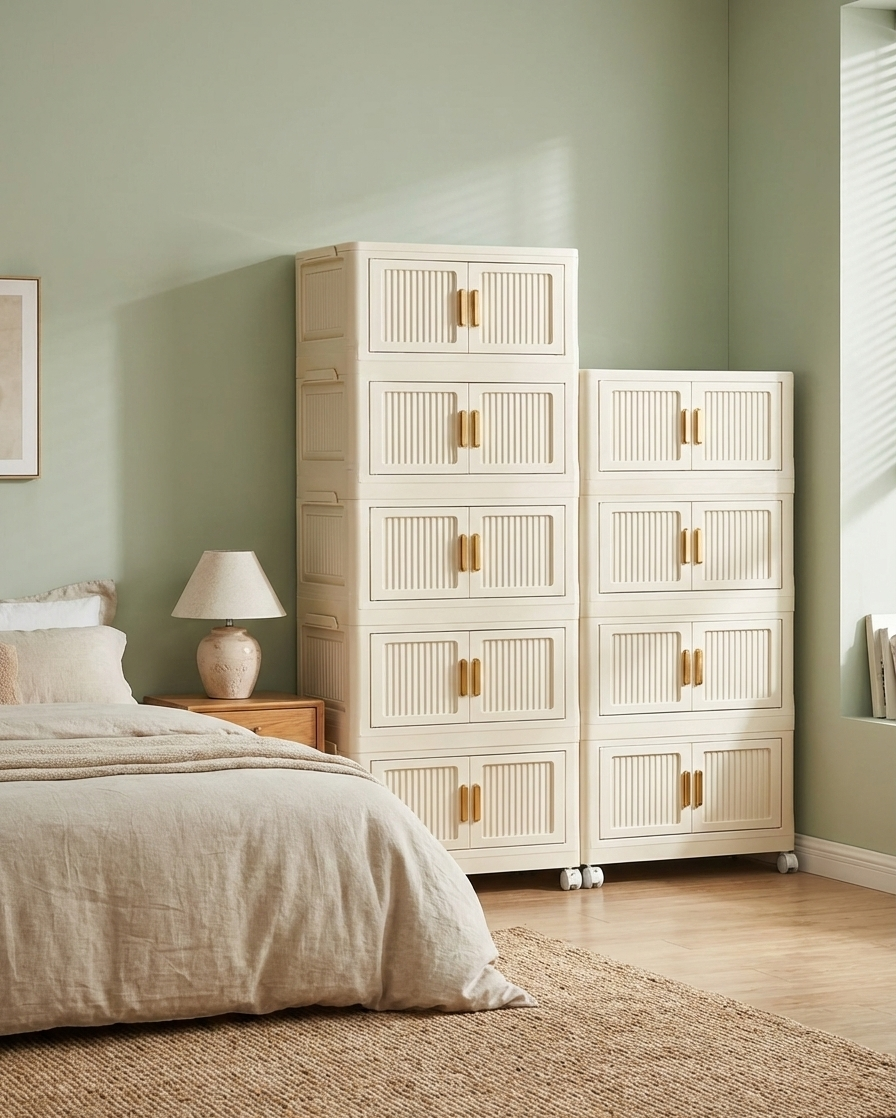 Foldable Rolling Storage Cabinet – 2 to 6 Tiers