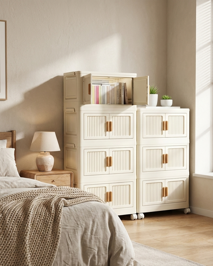 Foldable Rolling Storage Cabinet – 2 to 6 Tiers