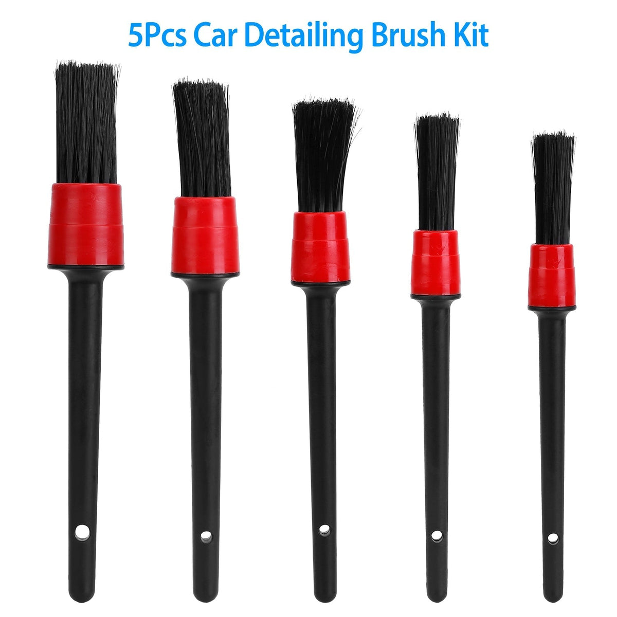 5Pcs Car Detailing Brush Set Detail Gap Cleaner For Automotive Dashboard Air Vent Wheels Cleaning Wet Dry Use