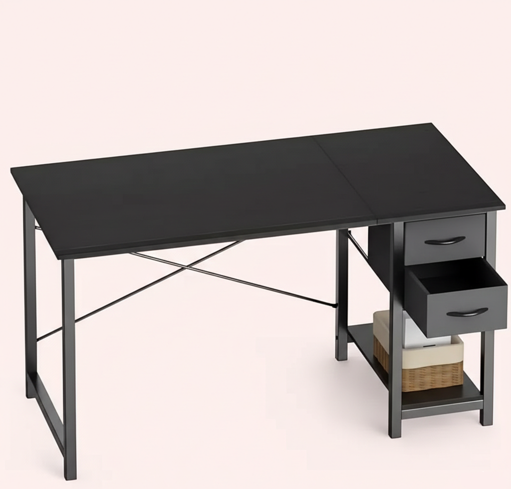 Computer Desk with Fabric Drawers – 40 or 47 Inch