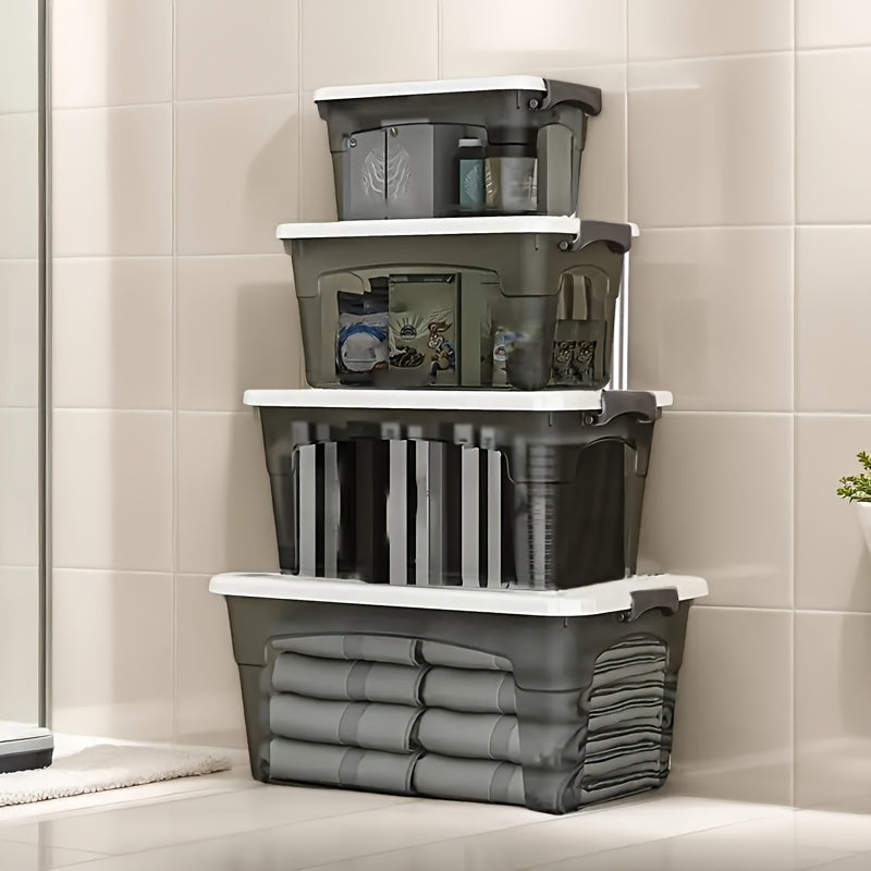 4-Pack Clear Stackable Storage Bins with Lids & Handles