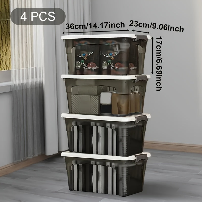 4-Pack Clear Stackable Storage Bins with Lids & Handles