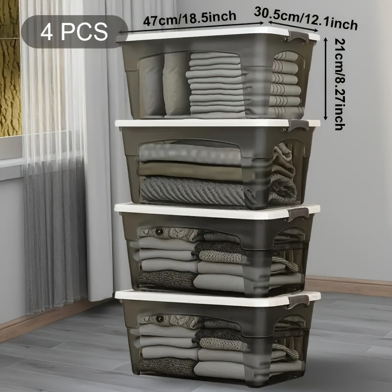 4-Pack Clear Stackable Storage Bins with Lids & Handles