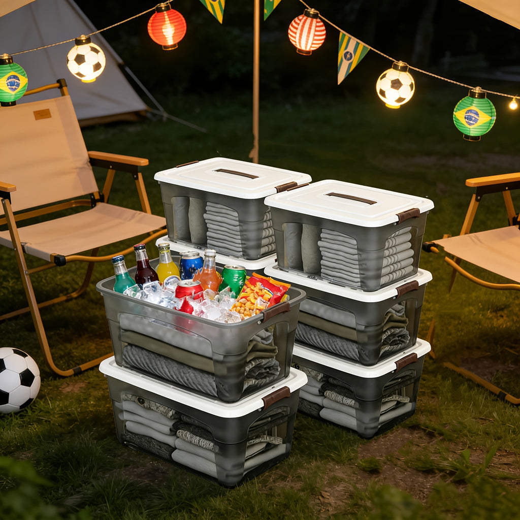 4-Pack Clear Stackable Storage Bins with Lids & Handles