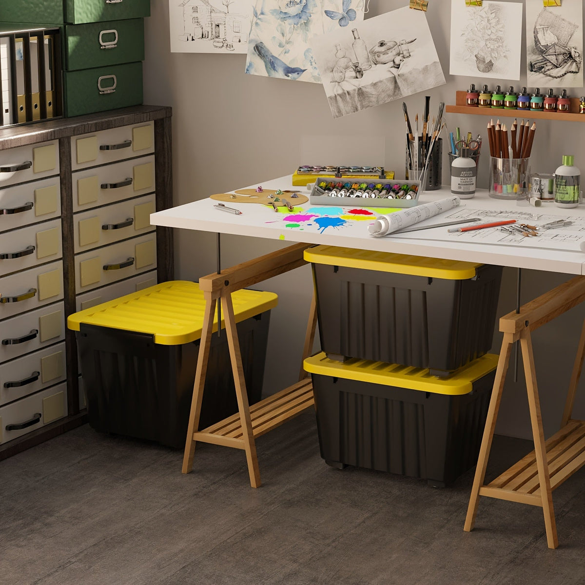 Heavy-Duty Rolling Storage Bins with Lids – 72/97 QT