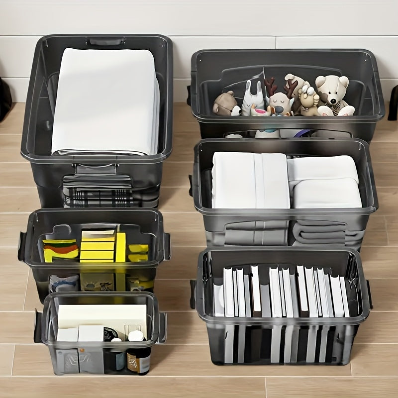 4-Pack Clear Stackable Storage Bins with Lids & Handles