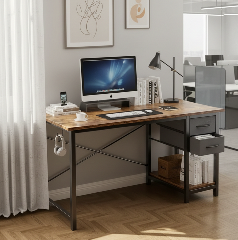 Computer Desk with Fabric Drawers – 40 or 47 Inch