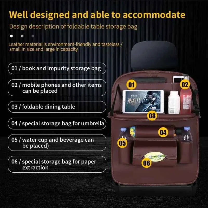 Car Back Seat Organizer with Foldable Tray