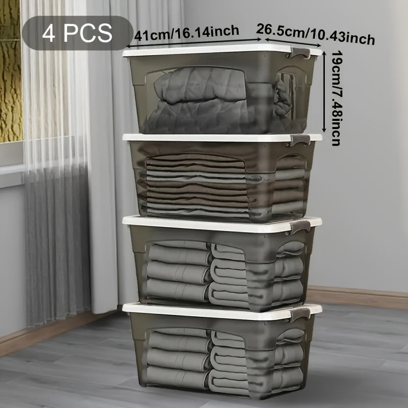 4-Pack Clear Stackable Storage Bins with Lids & Handles